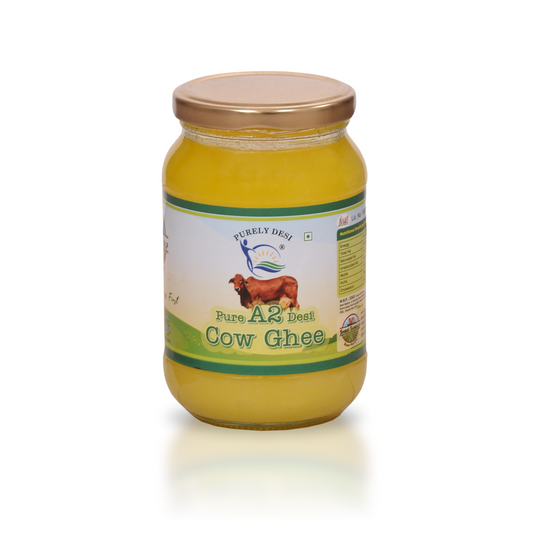 Purely Desi| A2 Desi Cow Ghee 500 gram | Ghee | Cow Ghee Vedic Bilona Method -Traditional Curd Churned -Lab Tested -Organically Made Danedar Ghee -Grass Fed Cow -Glass Jar | Pure, Natural & Healthy Ghee