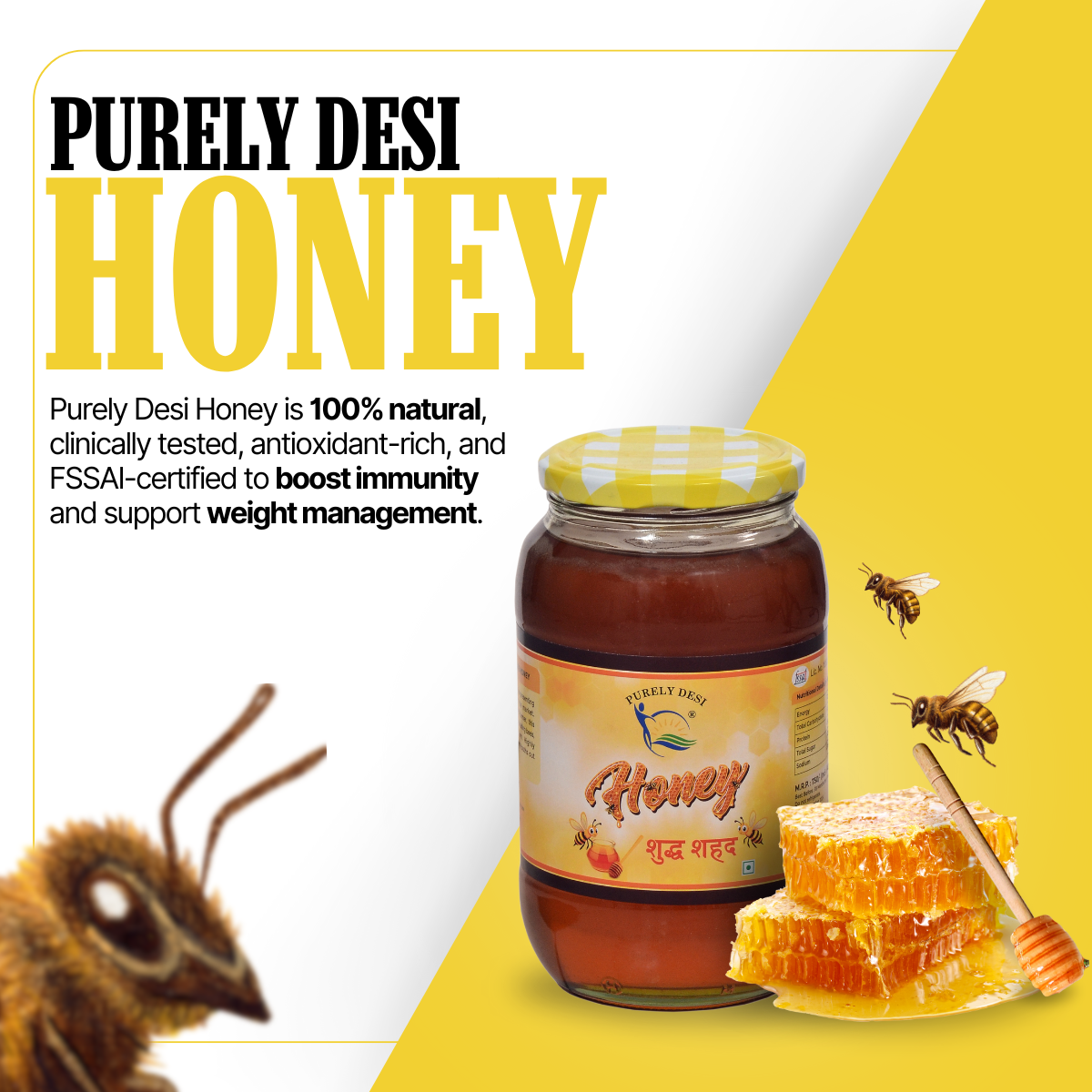 Purely Desi-Honey | 100% Pure | World's No.1 Honey Brand with No Sugar Adulteration